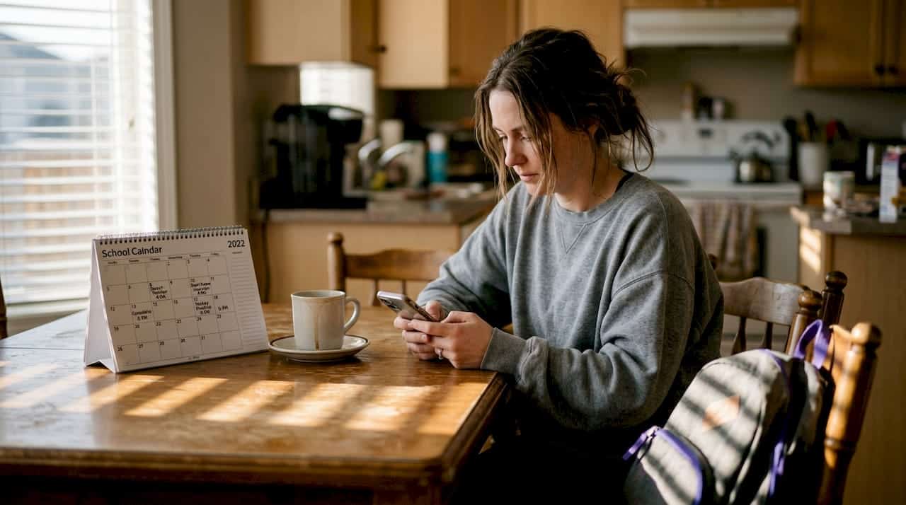 Woman alone managing family duties