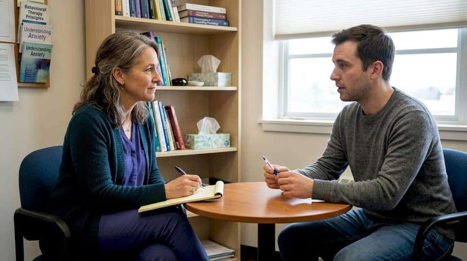Counsellor listening to ICBC recovery client