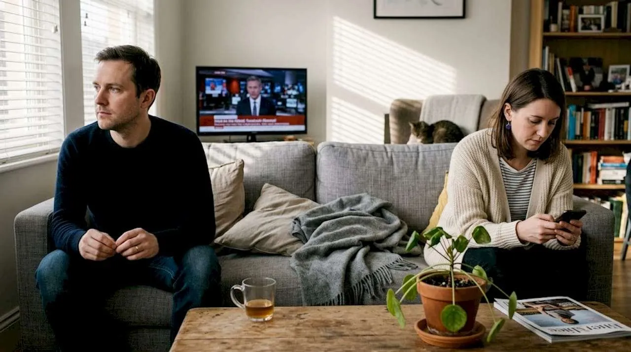 Couple sitting apart after argument