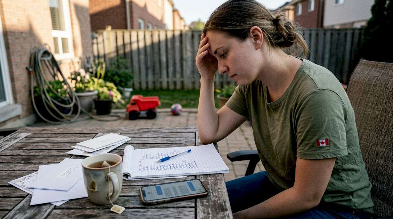 Bride reviewing guest list in backyard