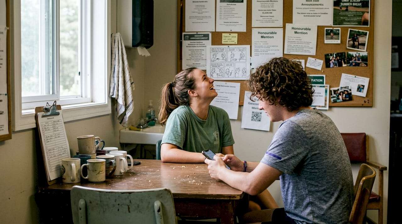 Camp staff sharing a break together