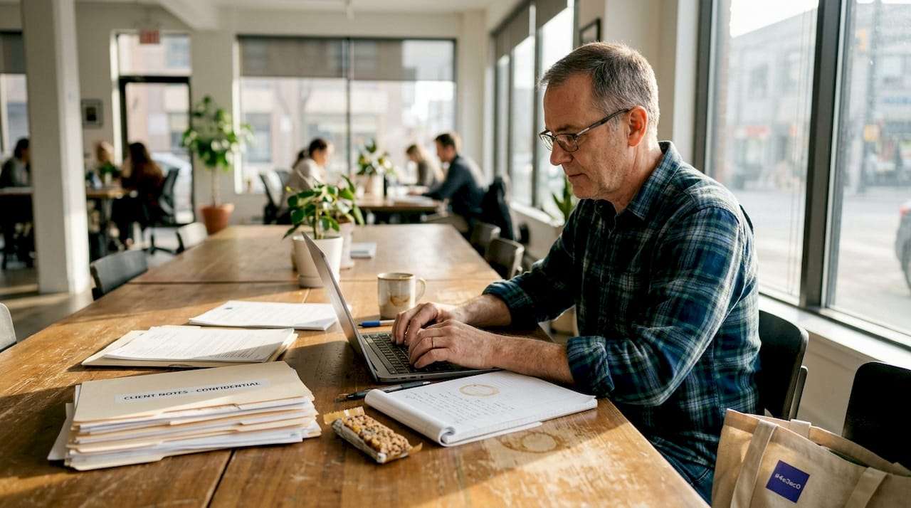 Counsellor drafting ICBC client progress report