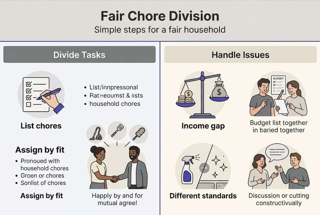 Infographic on steps for dividing chores fairly