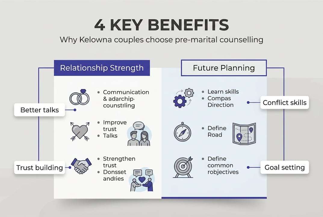 Infographic showing four pre-marital counselling benefits