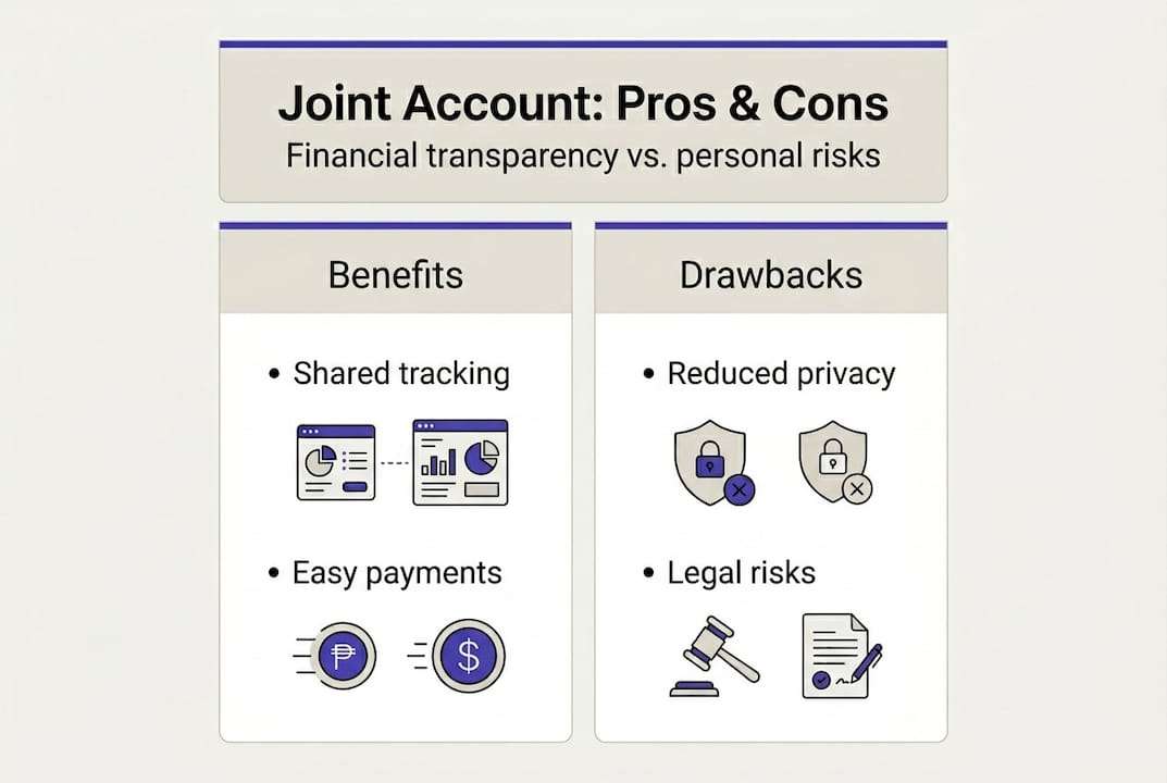 Infographic showing joint account pros and cons