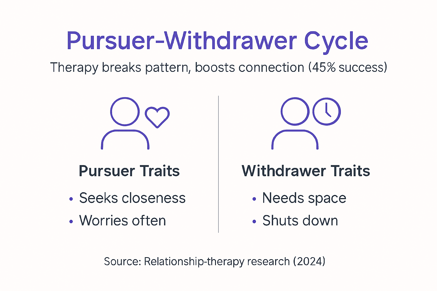 Infographic showing pursuer-withdrawer traits and therapy impact