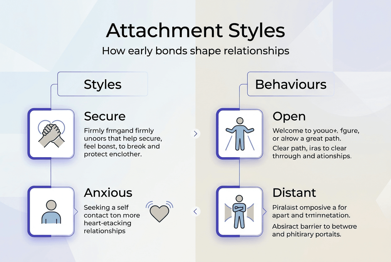 Infographic visualizing attachment styles and behaviors