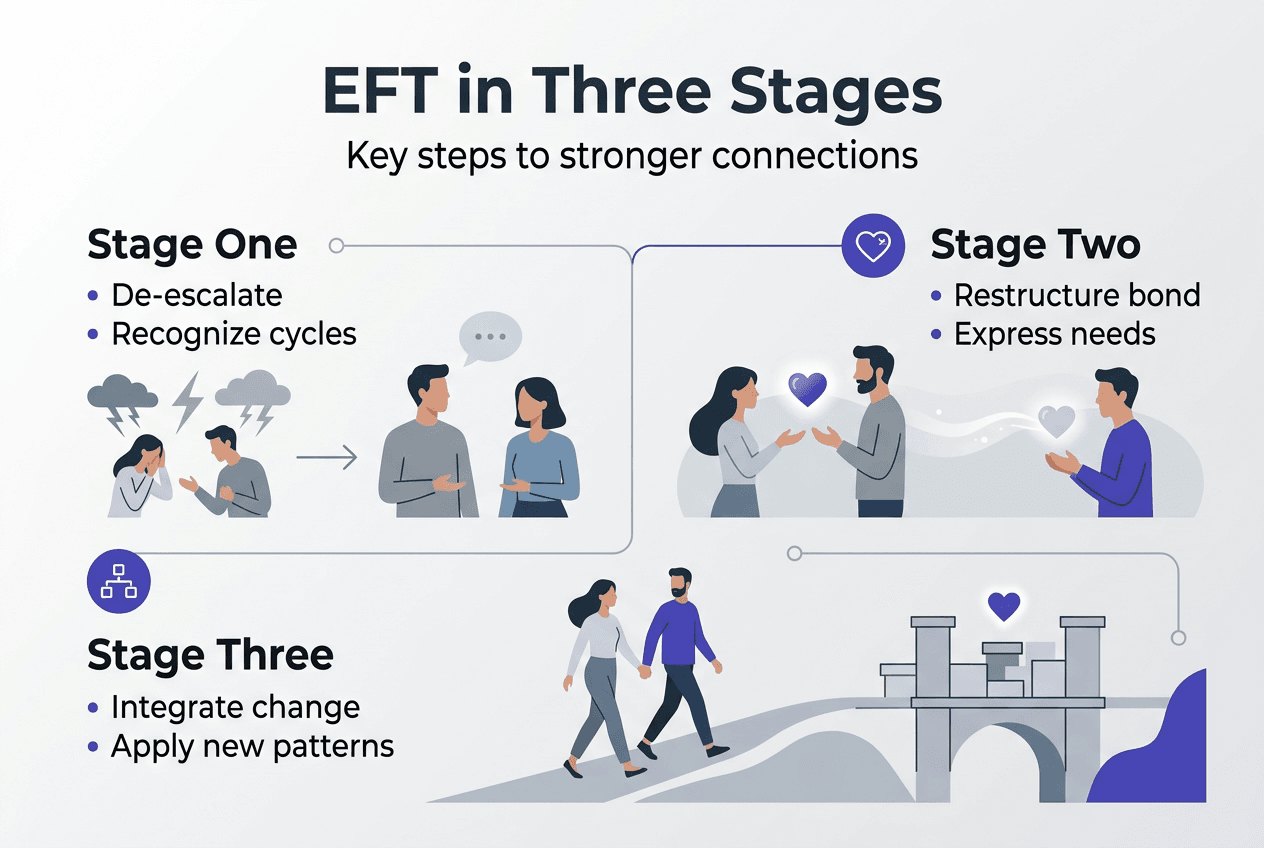 Infographic with EFT stages and steps overview