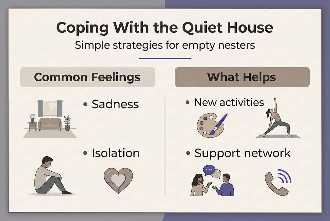 Infographic with key empty nest coping points
