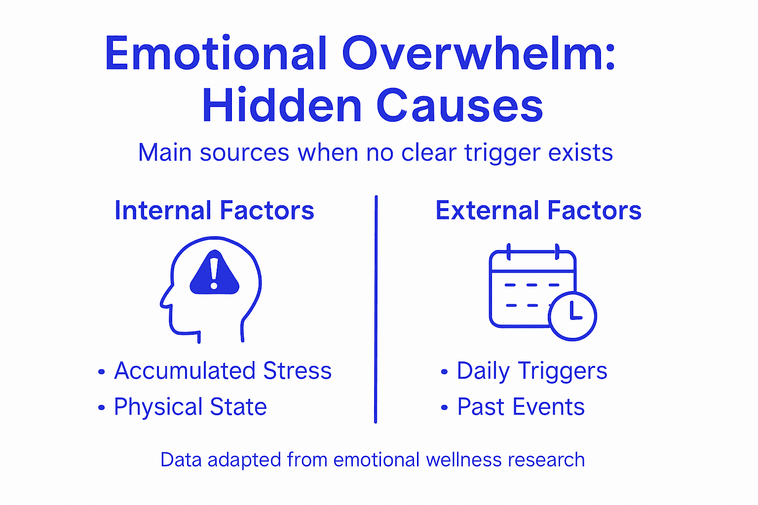 Infographic with main hidden causes of emotional overwhelm
