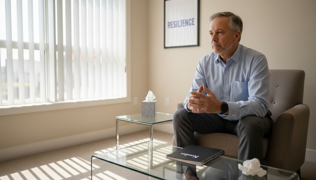 Man in counseling session processing emotions