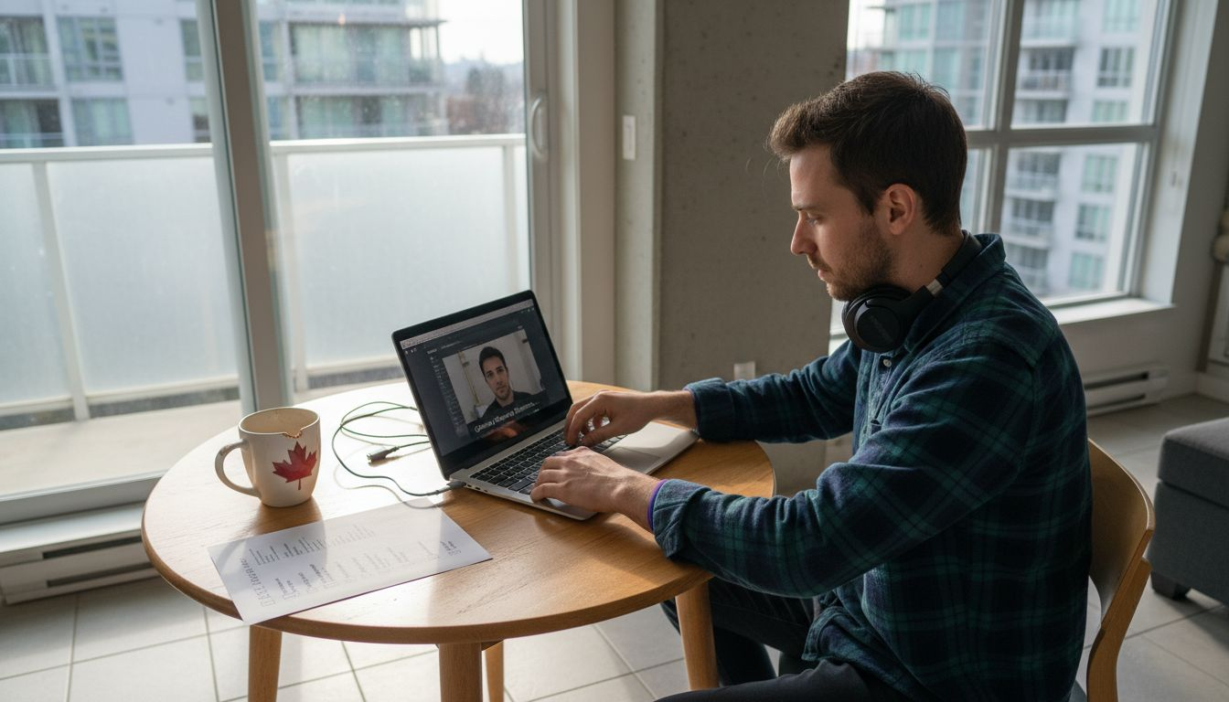 Man testing laptop for video therapy call