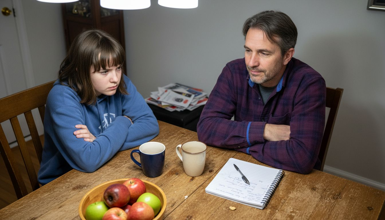 Parent practicing reflective listening with child