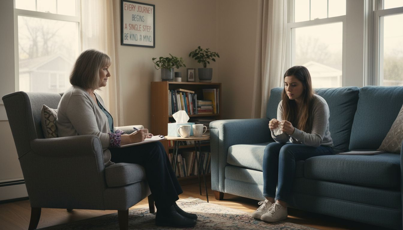 Therapist and client in counselling office