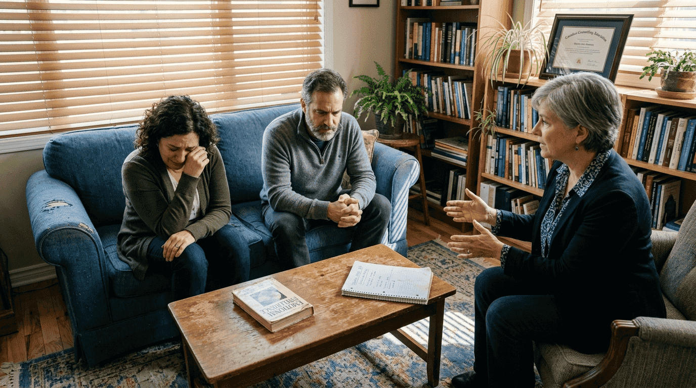 Therapist guides couple during EFT stage