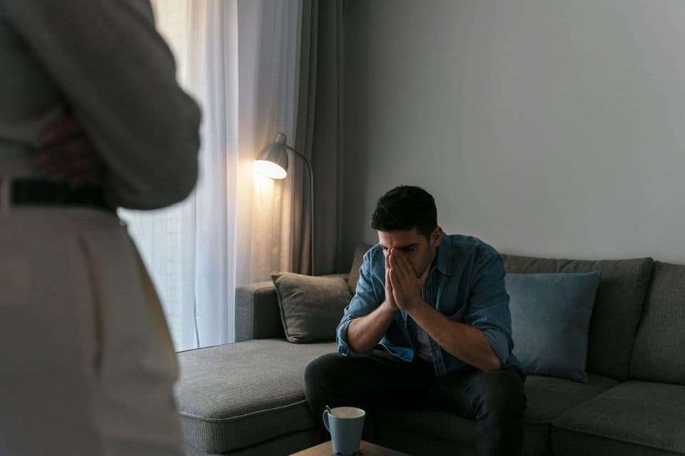 Male experiencing grief